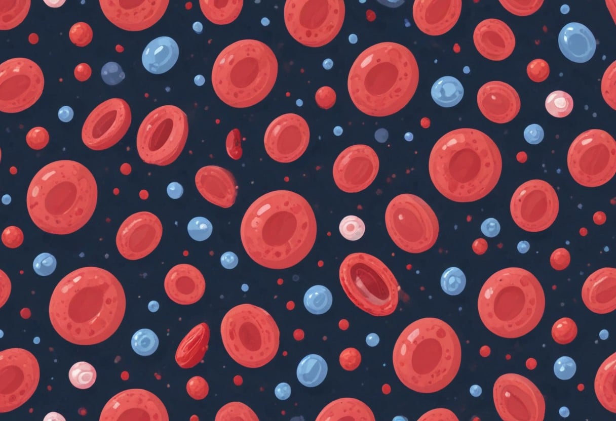 ilustracja poglądowa: komórki krwi i cholesterol